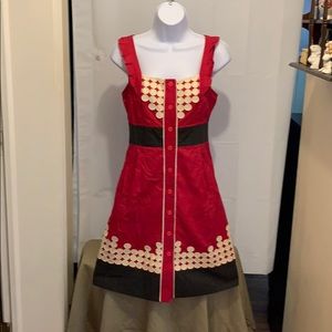 Floreat Sz 2 Button Front Fuchsia/Grey/Cream Dress